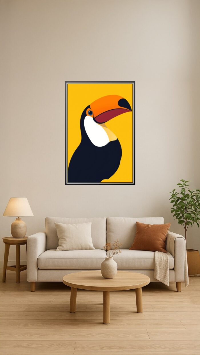 Minimalist Pop Art Print - Toucan on Yellow picture
