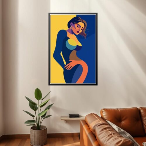 Cubist Pop Art Print - Woman in Blue Dress picture