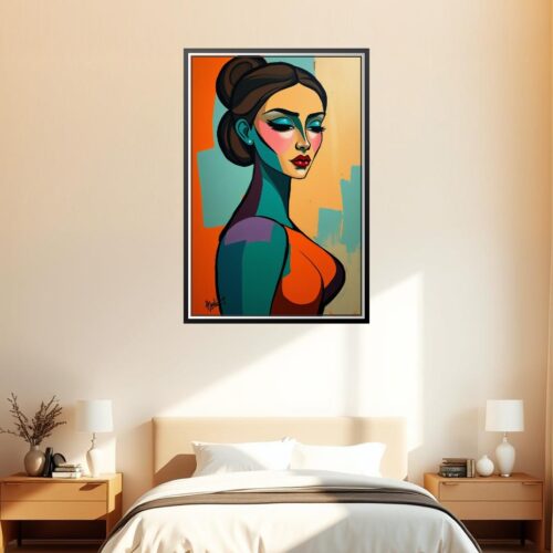 Pop Art Abstract Female Portrait Poster – Bold Colors & Modern Expression picture