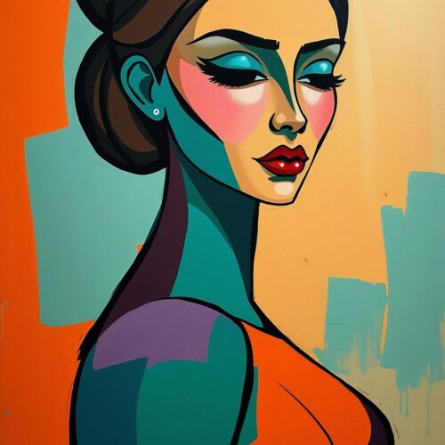 Pop Art Abstract Female Portrait Poster – Bold Colors & Modern Expression picture