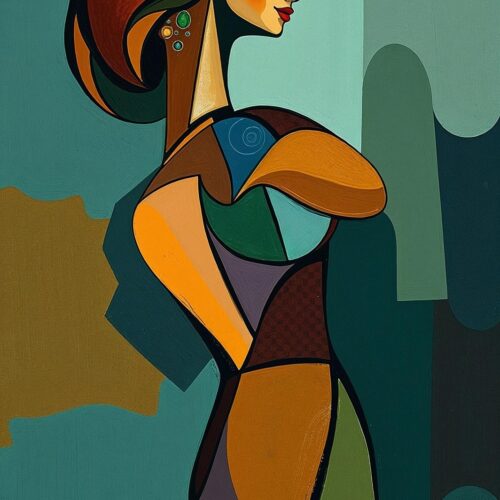 Cubist Abstract Female Portrait Poster – Modern Geometric Expression picture