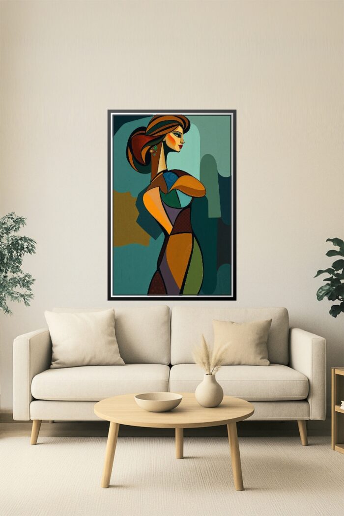 Cubist Abstract Female Portrait Poster – Modern Geometric Expression picture