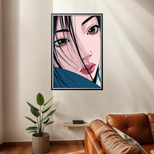 Anime Close-Up Female Portrait Poster – Emotional Expression in Modern Style picture