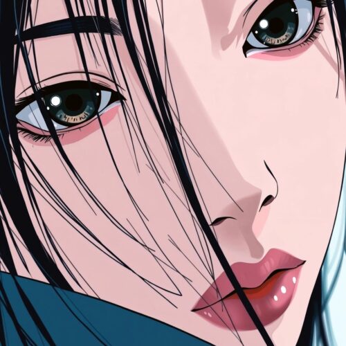 Anime Close-Up Female Portrait Poster – Emotional Expression in Modern Style picture
