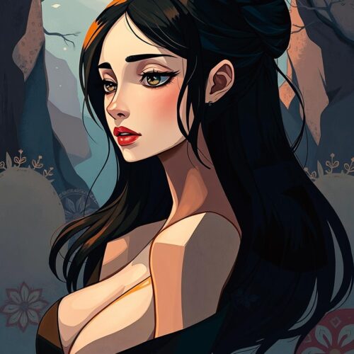 Isekai Anime Female Portrait Poster – Mystical Night Fantasy Art picture
