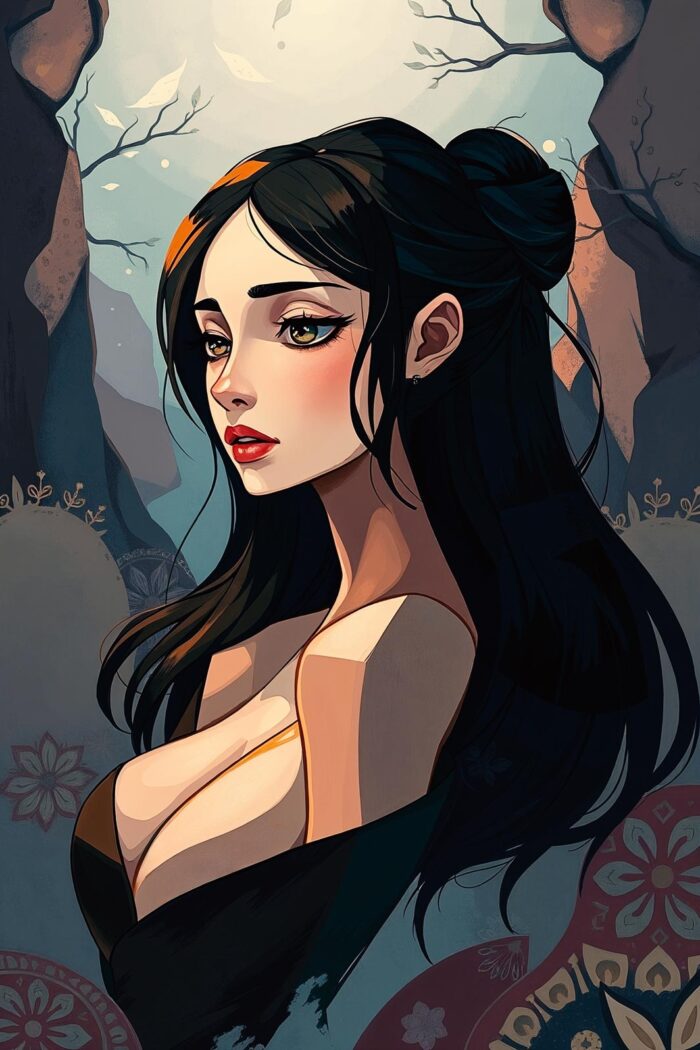 Isekai Anime Female Portrait Poster – Mystical Night Fantasy Art picture
