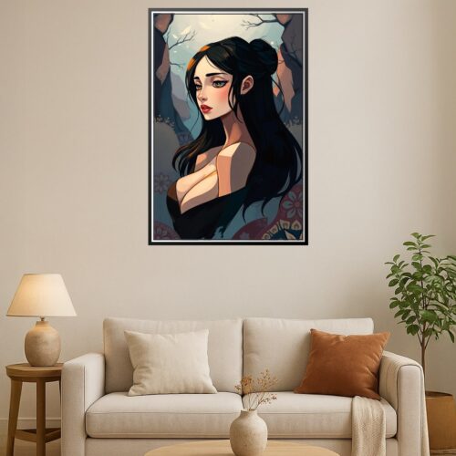 Isekai Anime Female Portrait Poster – Mystical Night Fantasy Art picture
