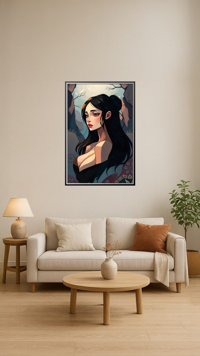 Isekai Anime Female Portrait Poster – Mystical Night Fantasy Art picture