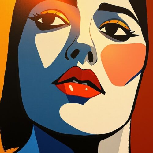 Pop Art Female Portrait Poster – Bold Modern Expression in Warm Tones picture