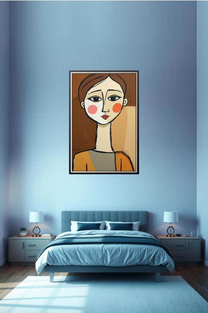 Abstract Minimalist Female Portrait Poster – Modern Cubist Style picture