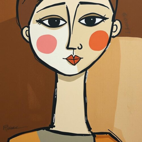 Abstract Minimalist Female Portrait Poster – Modern Cubist Style picture