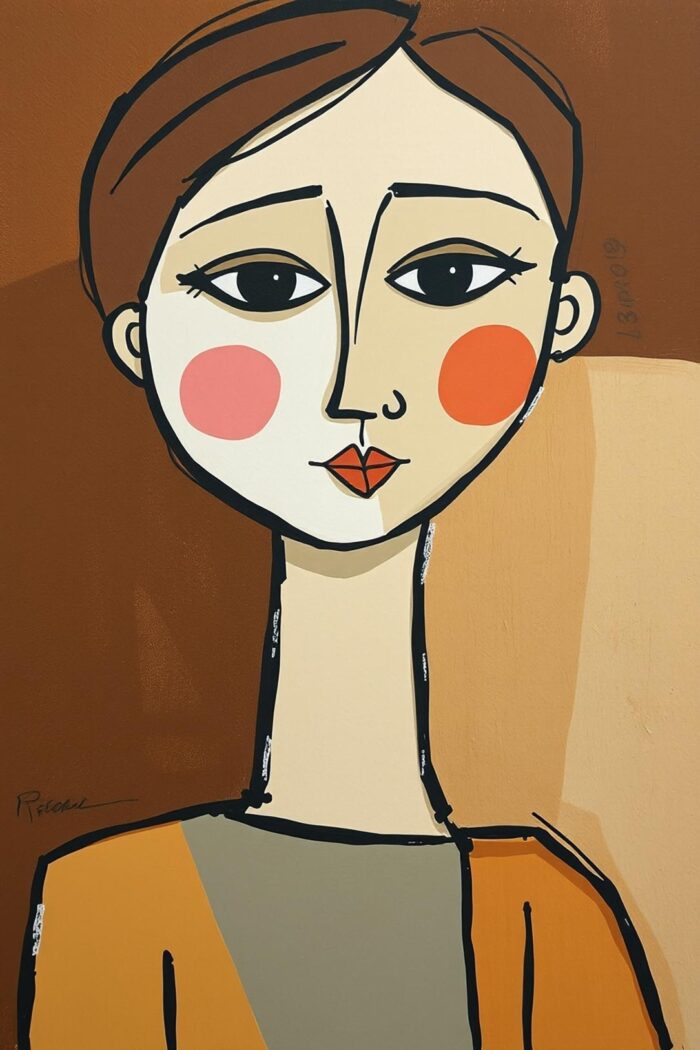 Abstract Minimalist Female Portrait Poster – Modern Cubist Style picture