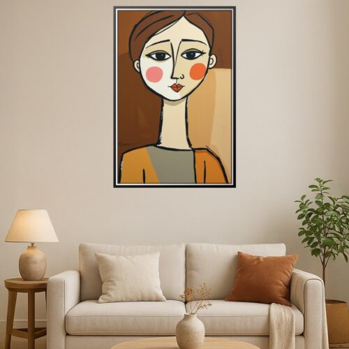Abstract Minimalist Female Portrait Poster – Modern Cubist Style picture
