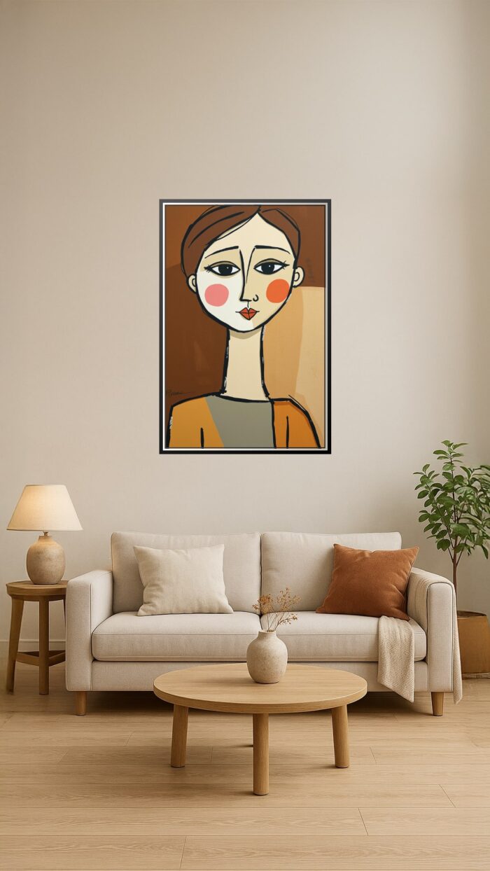 Abstract Minimalist Female Portrait Poster – Modern Cubist Style picture