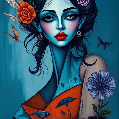 Surreal Fantasy Female Portrait Poster – Gothic Pop Surrealism Art picture
