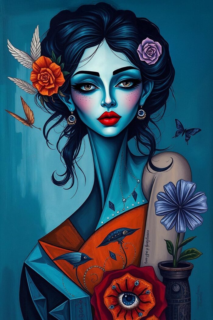 Surreal Fantasy Female Portrait Poster – Gothic Pop Surrealism Art picture
