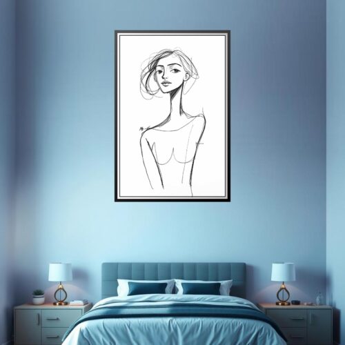 Minimalist Line Art Female Poster – Elegant Pencil Sketch Portrait picture
