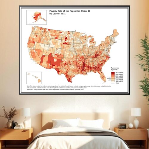 U.S. County Map – Poverty Rate of the Population Under 18 (2021) picture