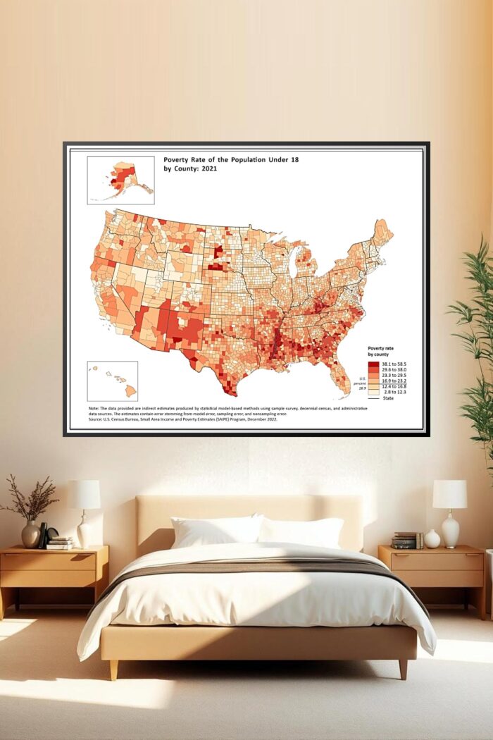 U.S. County Map – Poverty Rate of the Population Under 18 (2021) picture