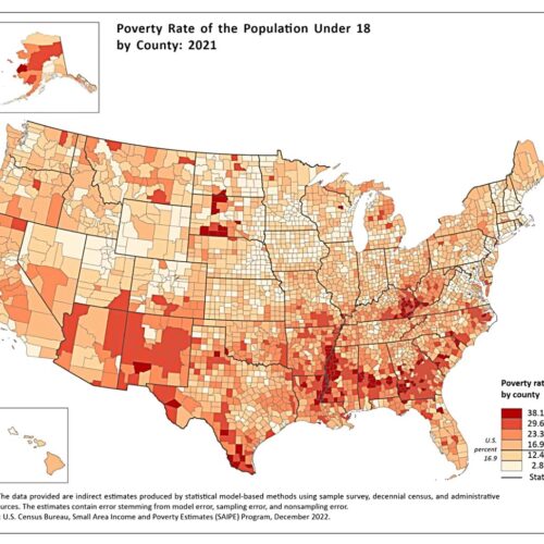 U.S. County Map – Poverty Rate of the Population Under 18 (2021) picture