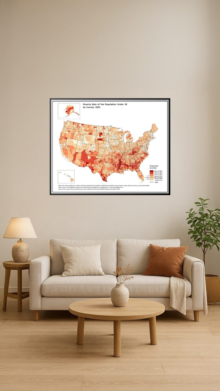 U.S. County Map – Poverty Rate of the Population Under 18 (2021) picture