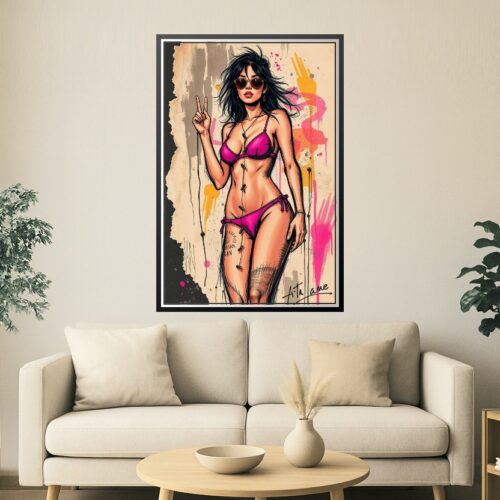Pop Art Bikini Girl Poster – Street Style Modern Expression picture