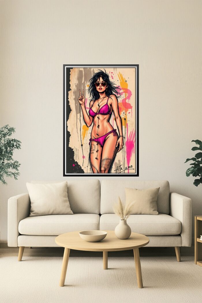 Pop Art Bikini Girl Poster – Street Style Modern Expression picture