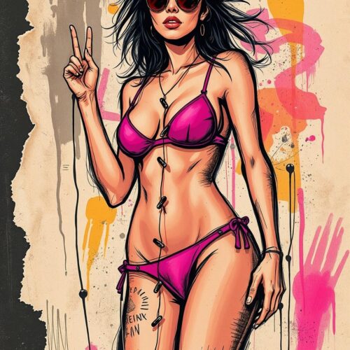 Pop Art Bikini Girl Poster – Street Style Modern Expression picture