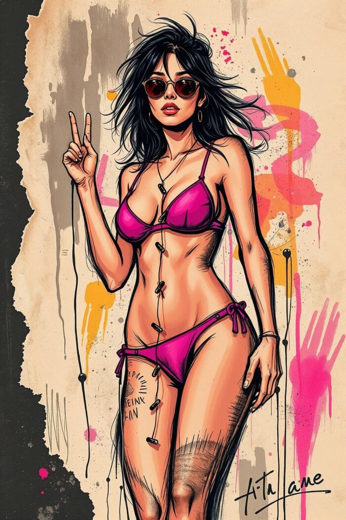 Pop Art Bikini Girl Poster – Street Style Modern Expression picture