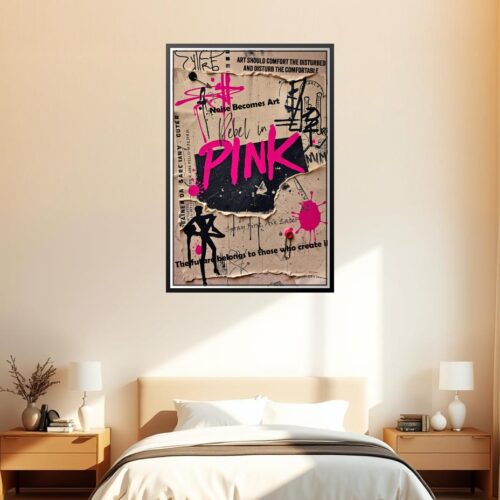 Rebel in Pink Poster – Punk Graffiti Street Art Style picture