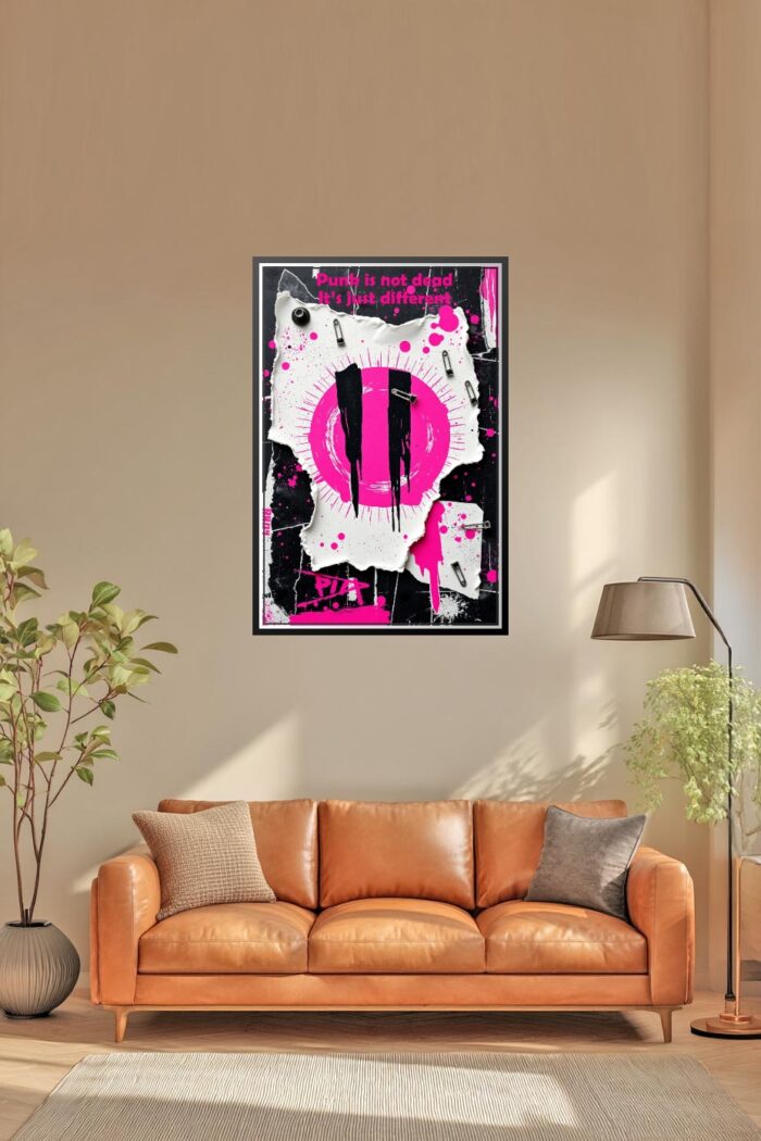 Punk is Not Dead Poster – Modern Graffiti Street Art in Pink & Black picture