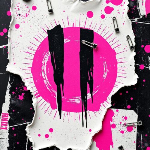 Punk is Not Dead Poster – Modern Graffiti Street Art in Pink & Black picture