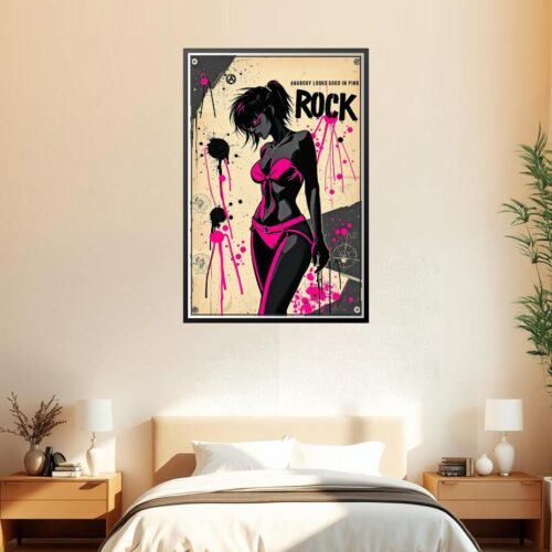 Anarchy in Pink Rock Poster – Punk Graffiti Female Art picture