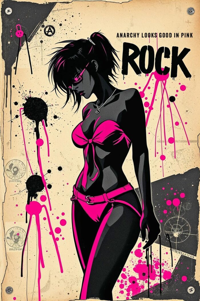 Anarchy in Pink Rock Poster – Punk Graffiti Female Art picture