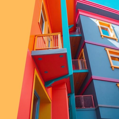 Colorful Modern Architecture Poster – Vibrant Urban Design picture