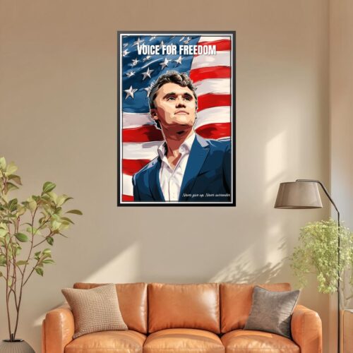 Voice for Freedom Poster – Charlie Kirk Tribute Patriotic Art picture