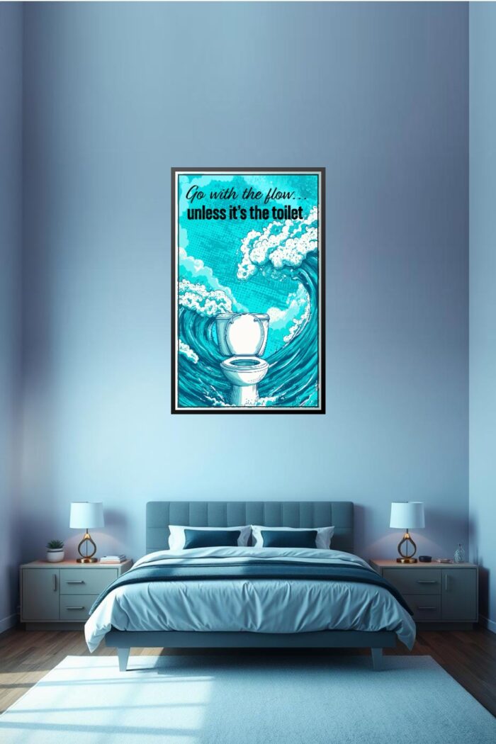 Funny Toilet Poster – Go With the Flow Bathroom Humor Poster picture