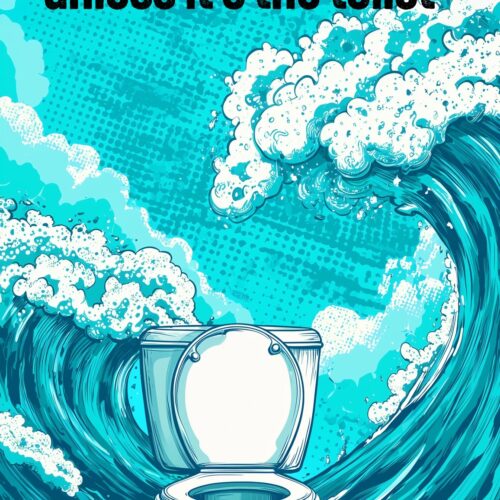 Funny Toilet Poster – Go With the Flow Bathroom Humor Poster picture