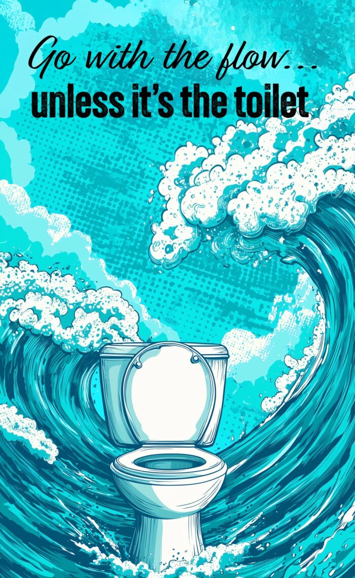 Funny Toilet Poster – Go With the Flow Bathroom Humor Poster picture