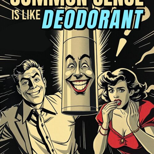 Funny Retro Comic Poster – Common Sense is Like Deodorant picture