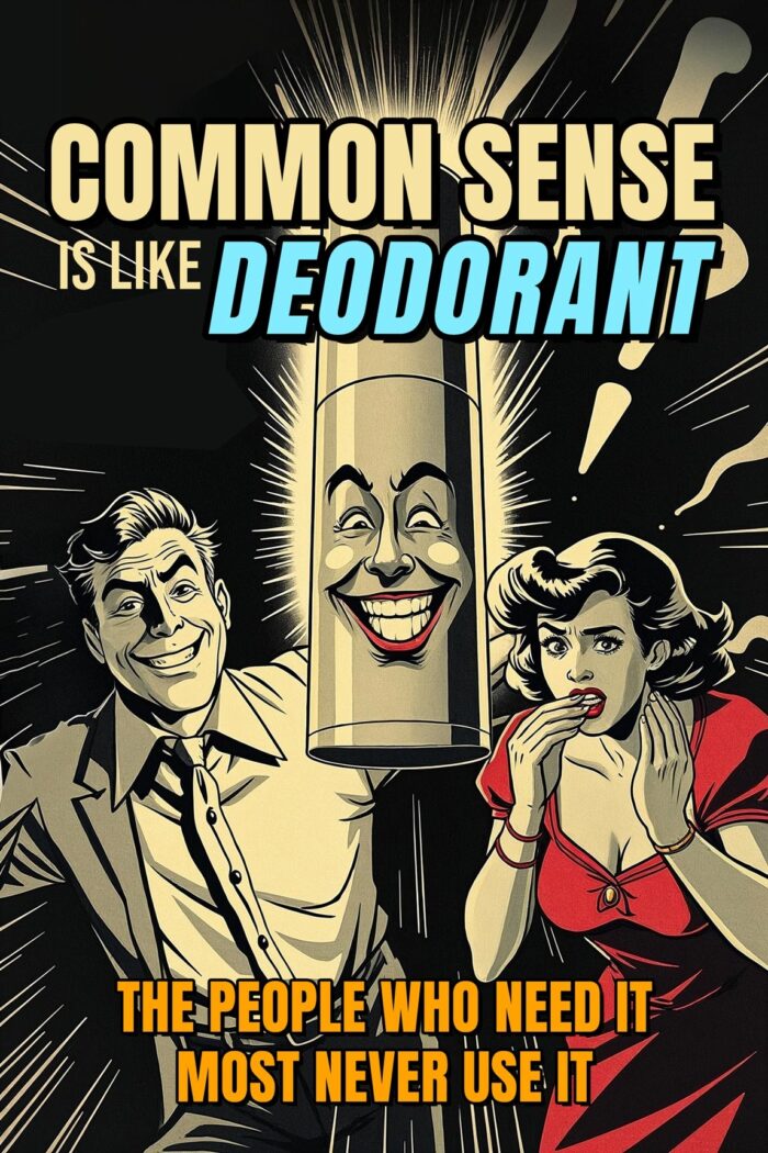 Funny Retro Comic Poster – Common Sense is Like Deodorant picture