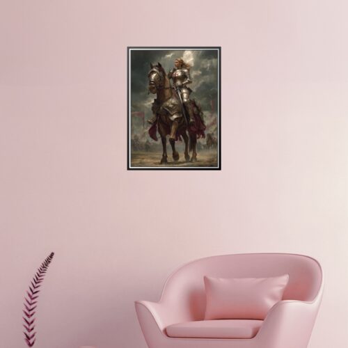 Medieval Knight Woman on Horseback - Epic Fantasy Art Style Poster picture