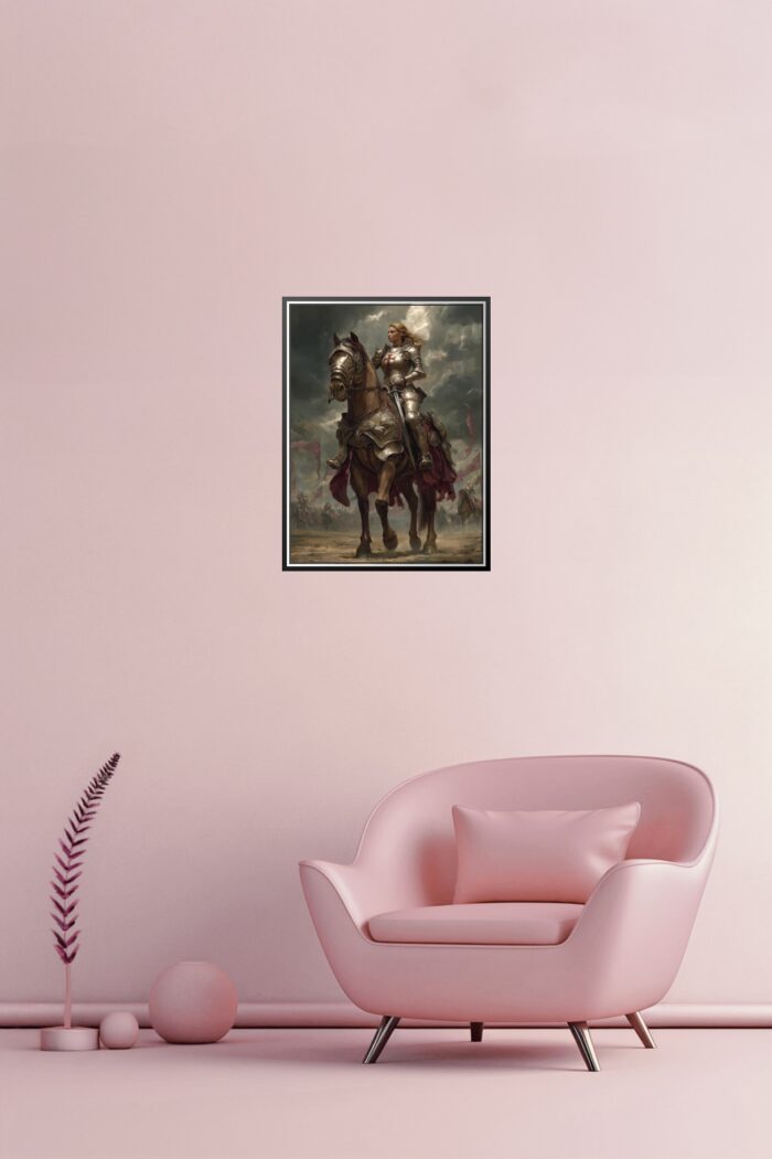 Medieval Knight Woman on Horseback - Epic Fantasy Art Style Poster picture