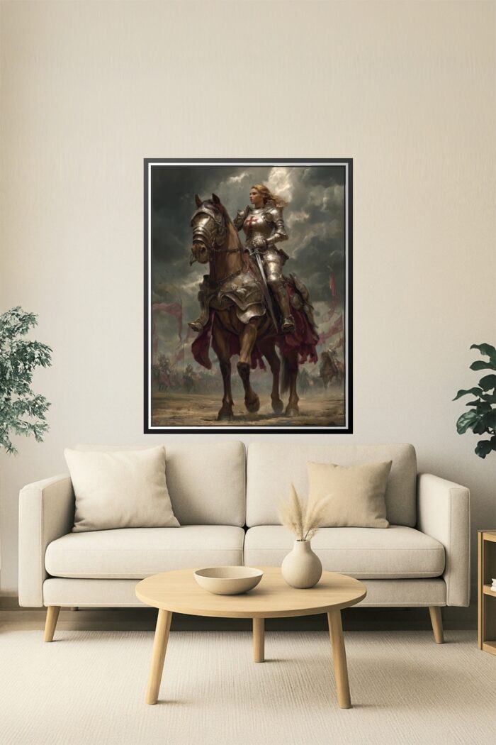 Medieval Knight Woman on Horseback - Epic Fantasy Art Style Poster picture