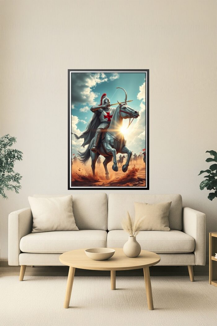 Templar Knight Archer on Horseback – Epic Fantasy Art Poster picture
