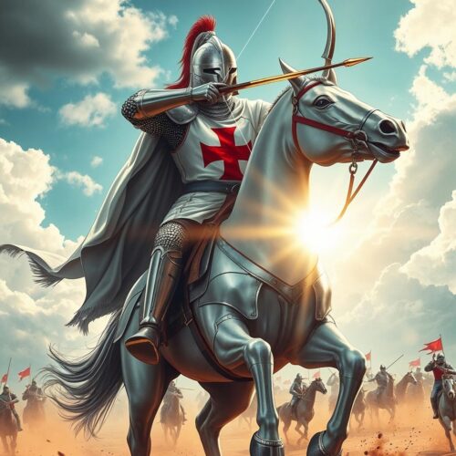Templar Knight Archer on Horseback – Epic Fantasy Art Poster picture