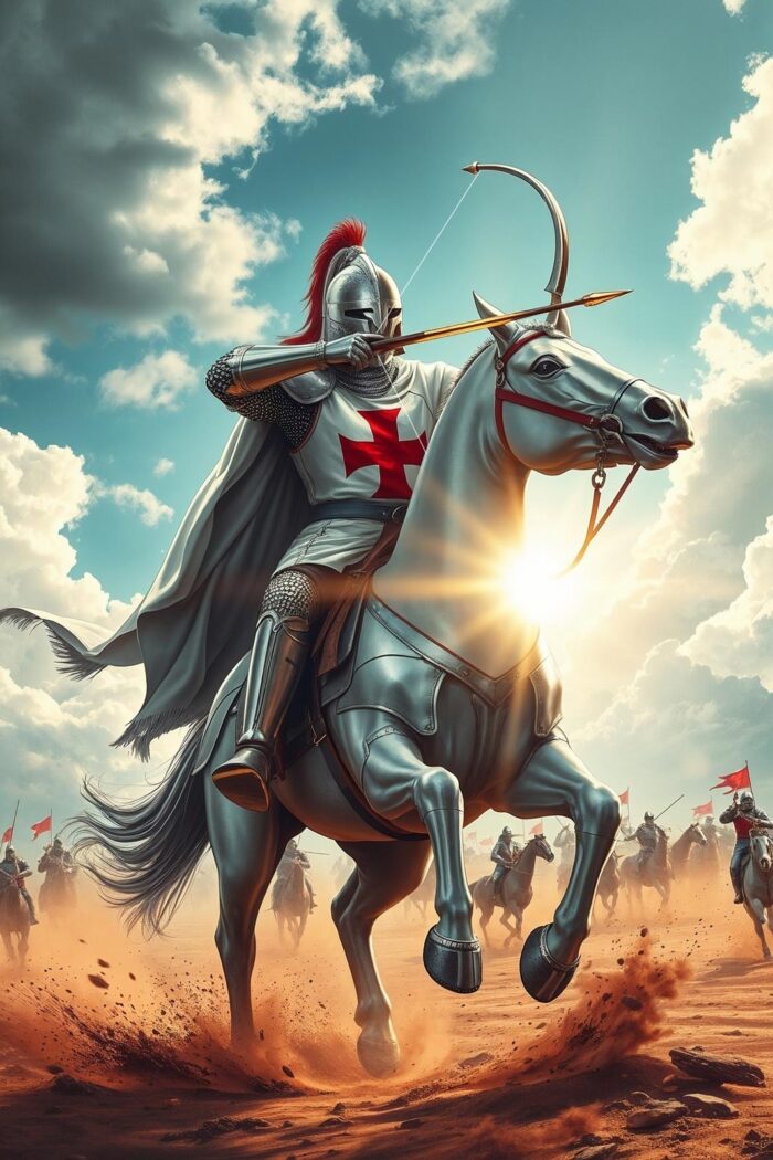 Templar Knight Archer on Horseback – Epic Fantasy Art Poster picture