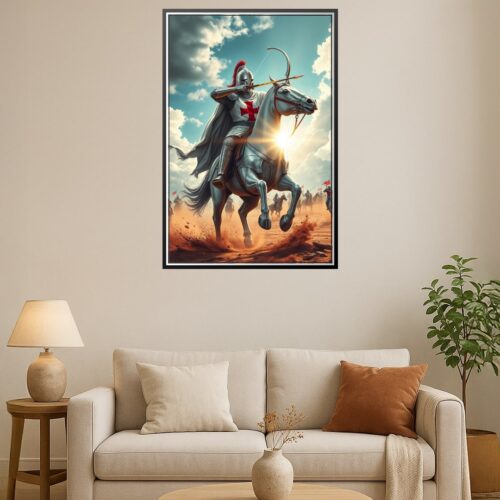 Templar Knight Archer on Horseback – Epic Fantasy Art Poster picture