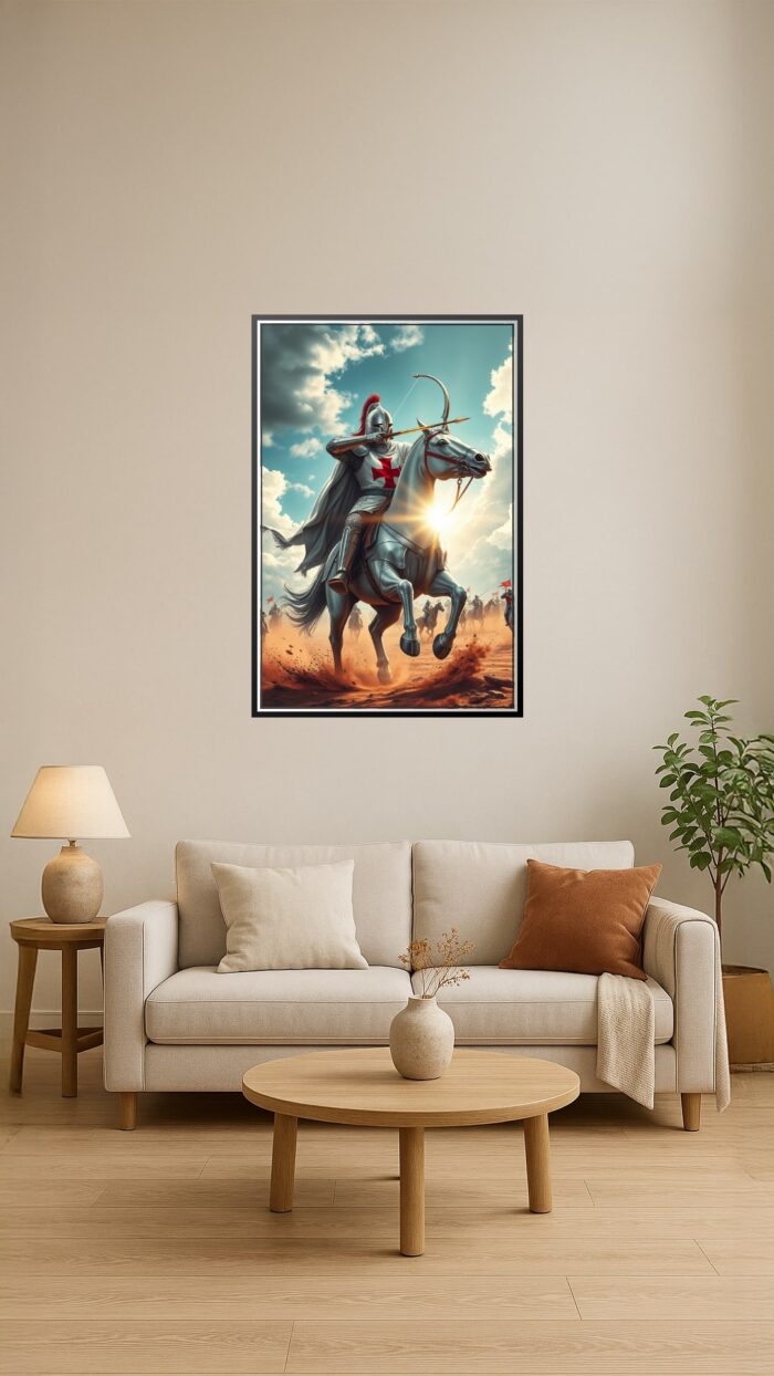 Templar Knight Archer on Horseback – Epic Fantasy Art Poster picture