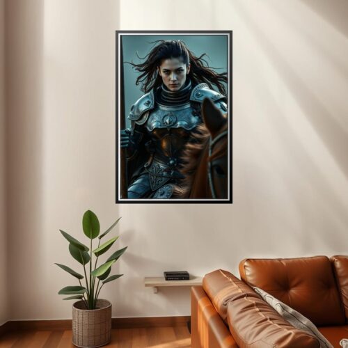 Fierce Female Knight Warrior – Dark Fantasy Medieval Art Poster picture